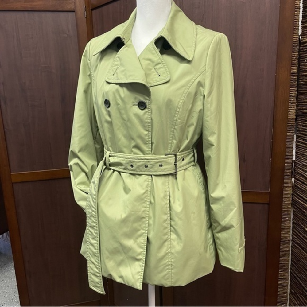 Calvin Klein‎ Lime Green Belted Raincoat with removable lining size 6